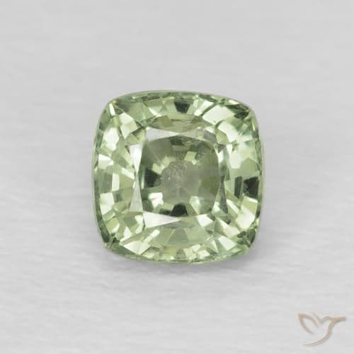 0.69ct Light Sage Green Sapphire, Cushion Cut, 4.5x4.5 mm