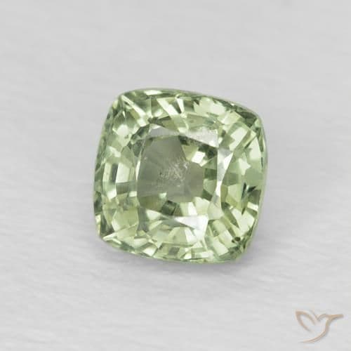 0.69ct Light Sage Green Sapphire, Cushion Cut, 4.5x4.5 mm