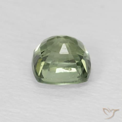 0.69ct Light Sage Green Sapphire, Cushion Cut, 4.5x4.5 mm