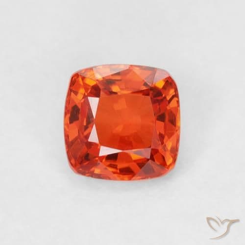 0.56ct Reddish Orange Sapphire, Cushion Cut, 4.4x4.4 mm