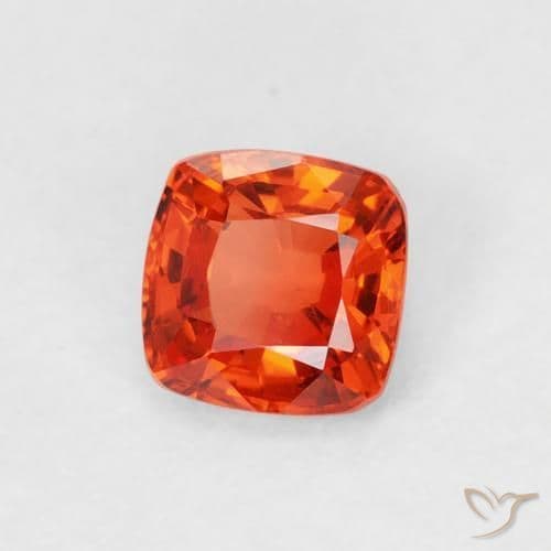 0.56ct Reddish Orange Sapphire, Cushion Cut, 4.4x4.4 mm