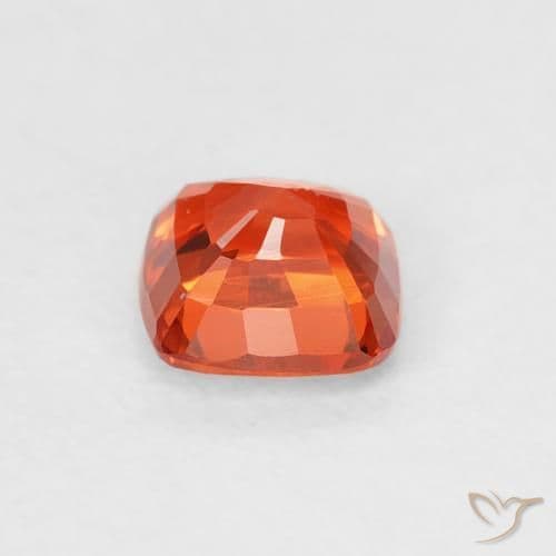 0.56ct Reddish Orange Sapphire, Cushion Cut, 4.4x4.4 mm