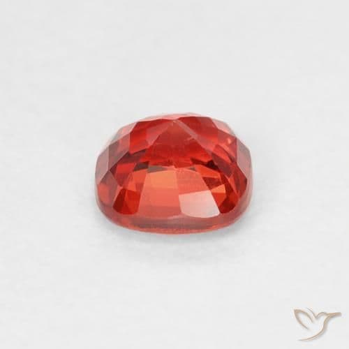 0.45ct Bright Crimson Red-Orange Sapphire, Cushion Cut, 4.2x4.2 mm