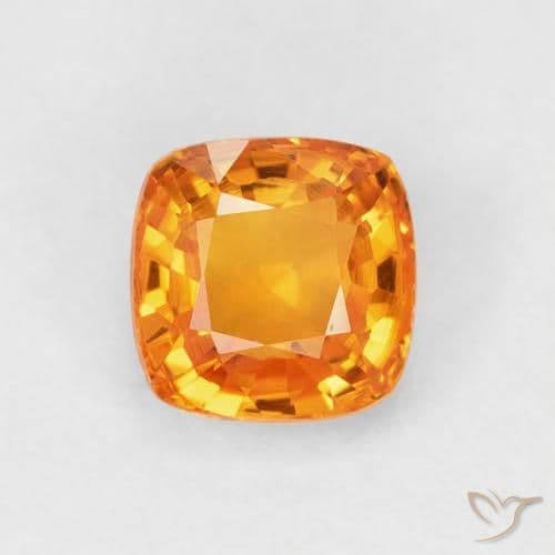 0.69ct Natural Deep Orange Sapphire, Cushion Cut, 4.7x4.7 mm