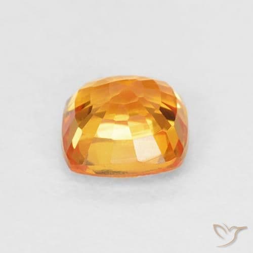0.71ct Medium Orange Sapphire, Cushion Cut, 4.7x4.7 mm