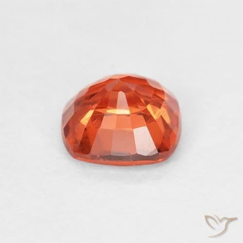 0.58ct Reddish Orange Sapphire, Cushion Cut, 4.6x4.6 mm