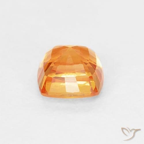 0.60ct Medium Orange Sapphire, Cushion Cut, 4.3x4.3 mm