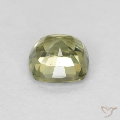 0.58ct Yellowish Green Sapphire, Cushion Cut, 4.5x4.5 mm