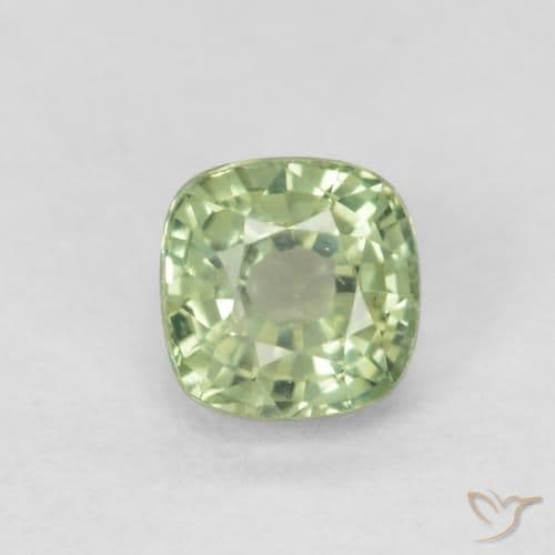 0.55ct Very Light Sage Green Sapphire, Cushion Cut, 4.3x4.2 mm