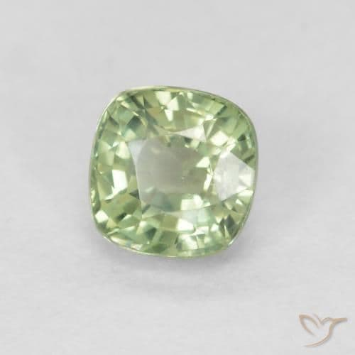 0.55ct Very Light Sage Green Sapphire, Cushion Cut, 4.3x4.2 mm