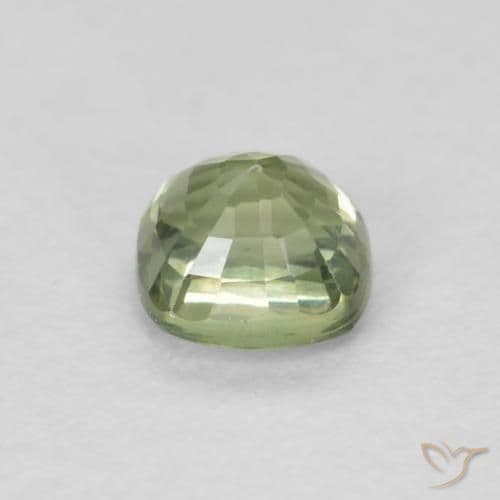 0.55ct Very Light Sage Green Sapphire, Cushion Cut, 4.3x4.2 mm