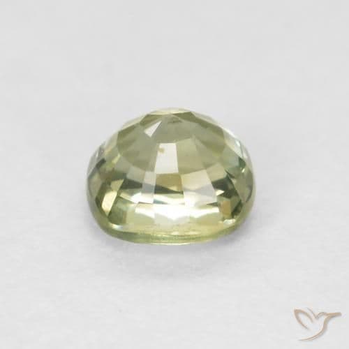 0.57ct Very Light Sage Green Sapphire, Cushion Cut, 4.4x4.2 mm