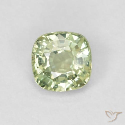 0.43ct Very Light Sage Green Sapphire, Cushion Cut, 4.2x4.2 mm