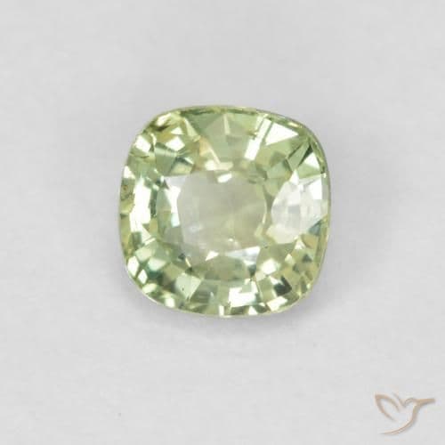 0.43ct Very Light Sage Green Sapphire, Cushion Cut, 4.2x4.2 mm