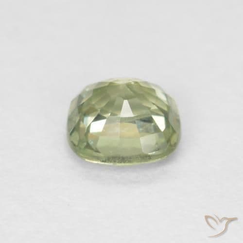 0.43ct Very Light Sage Green Sapphire, Cushion Cut, 4.2x4.2 mm