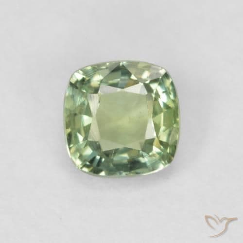 0.48ct Light Sage Green Sapphire, Cushion Cut, 4.2x4.2 mm