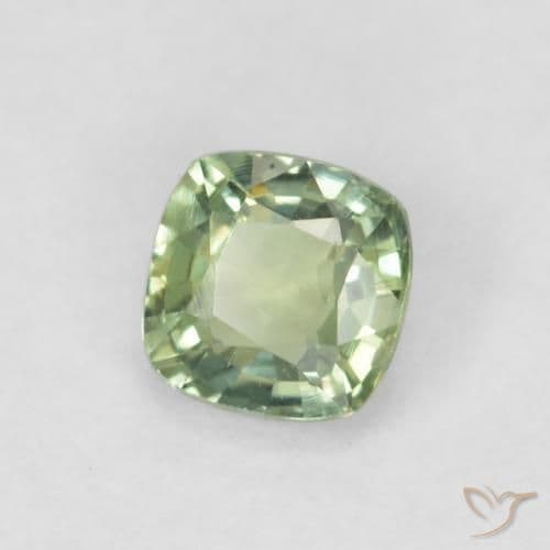 0.48ct Light Sage Green Sapphire, Cushion Cut, 4.2x4.2 mm