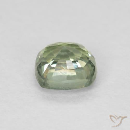 0.48ct Light Sage Green Sapphire, Cushion Cut, 4.2x4.2 mm