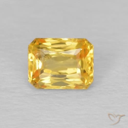 0.68ct Natural Orange-Gold Sapphire, Emerald Cut, 5.1x4 mm