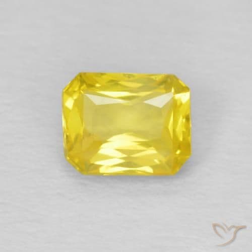 0.56ct Natural Medium Yellow Sapphire, Emerald Cut, 5x3.9 mm