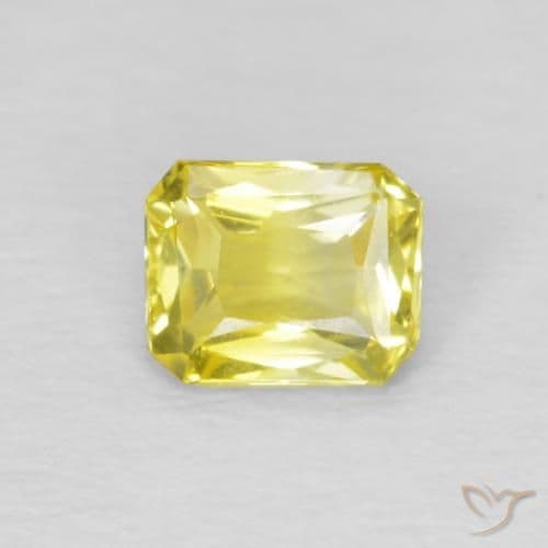0.56ct Natural Medium Yellow Sapphire, Emerald Cut, 5x3.9 mm