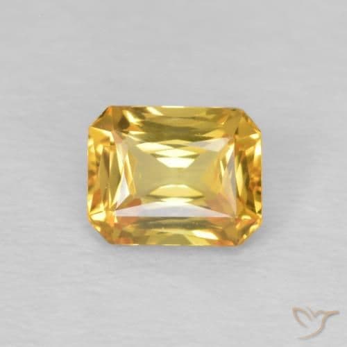 0.68ct Natural Medium Orange Sapphire, Emerald Cut, 5x4 mm