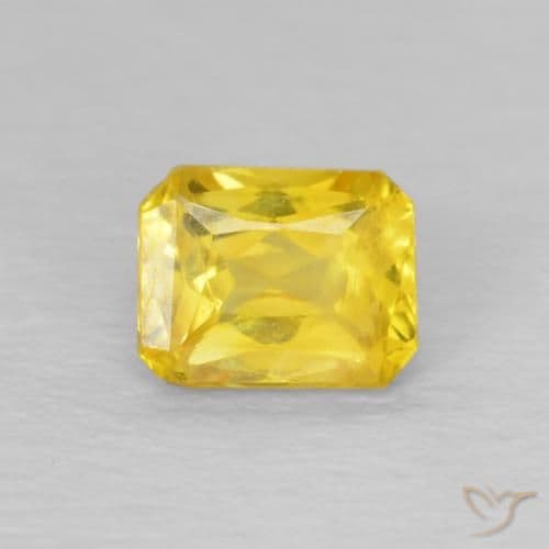 0.56ct Natural Medium Yellow Sapphire, Emerald Cut, 5x3.9 mm