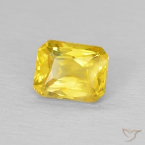 0.56ct Natural Medium Yellow Sapphire, Emerald Cut, 5x3.9 mm