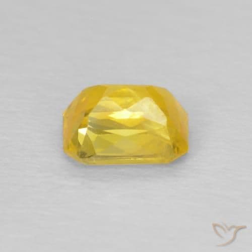0.56ct Natural Medium Yellow Sapphire, Emerald Cut, 5x3.9 mm
