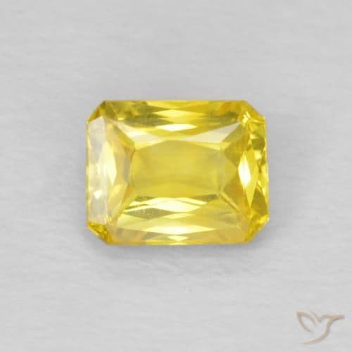 0.53ct Natural Medium Yellow Sapphire, Emerald Cut, 5x4 mm