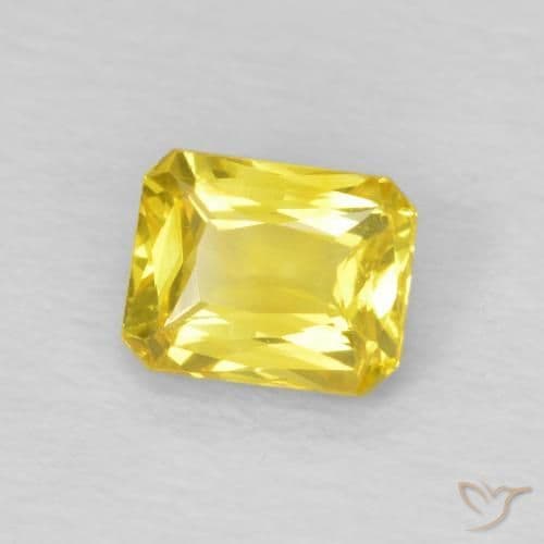 0.53ct Natural Medium Yellow Sapphire, Emerald Cut, 5x4 mm