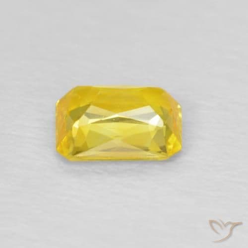 0.53ct Natural Medium Yellow Sapphire, Emerald Cut, 5x4 mm