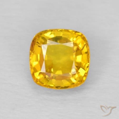 0.57ct Natural Bright Gold Sapphire, Cushion Cut, 4.5x4.5 mm