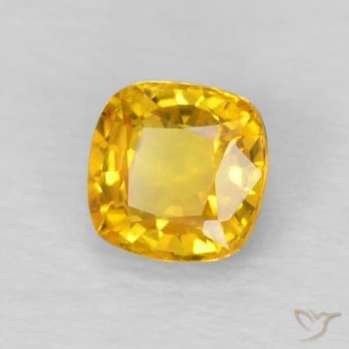 0.57ct Natural Bright Gold Sapphire, Cushion Cut, 4.5x4.5 mm