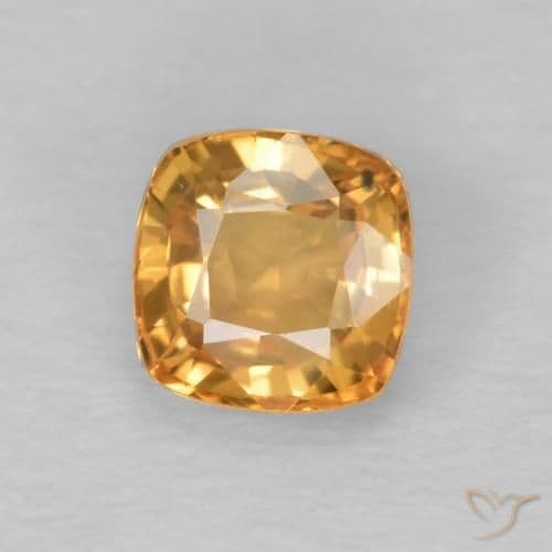 0.71ct Medium Orange Sapphire, Cushion Cut, 4.7x4.7 mm