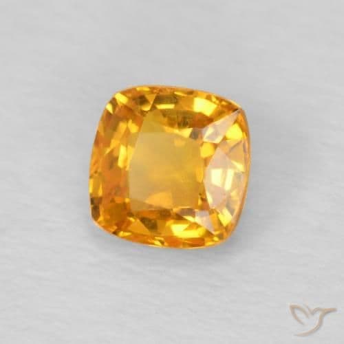 0.49ct Bright Orange Sapphire, Cushion Cut, 4.2x4.2 mm
