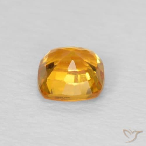 0.49ct Bright Orange Sapphire, Cushion Cut, 4.2x4.2 mm