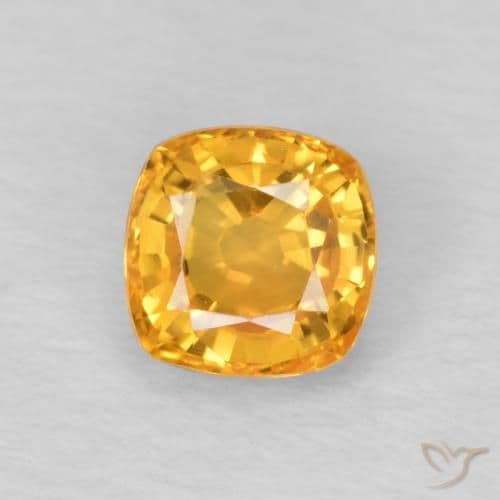 0.57ct Natural Orange-Gold Sapphire, Cushion Cut, 4.5x4.5 mm
