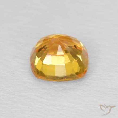 0.57ct Natural Orange-Gold Sapphire, Cushion Cut, 4.5x4.5 mm