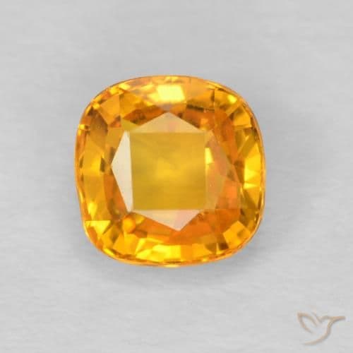 0.65ct Natural Orange-Gold Sapphire, Cushion Cut, 4.8x4.7 mm
