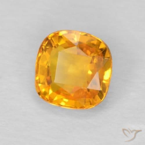 0.65ct Natural Orange-Gold Sapphire, Cushion Cut, 4.8x4.7 mm