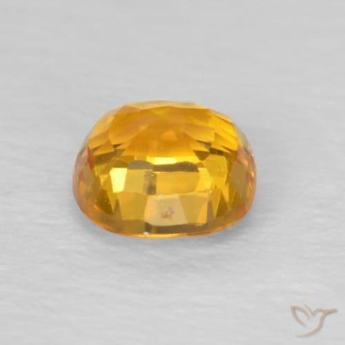 0.65ct Natural Orange-Gold Sapphire, Cushion Cut, 4.8x4.7 mm