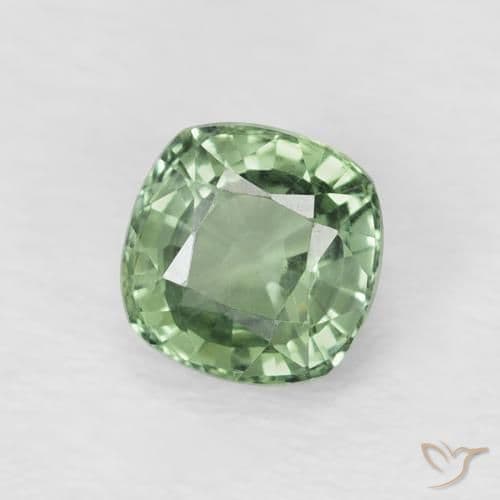 0.74ct Light Forest Green Sapphire, Cushion Cut, 4.7x4.6 mm