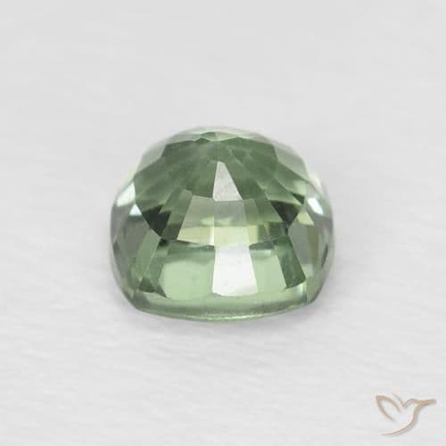 0.74ct Light Forest Green Sapphire, Cushion Cut, 4.7x4.6 mm