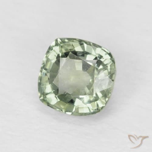 0.67ct Light Forest Green Sapphire, Cushion Cut, 4.6x4.6 mm