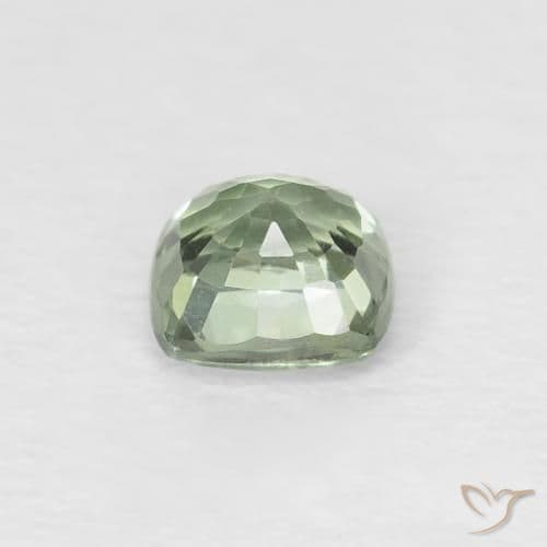 0.48ct Very Light Green Sapphire, Cushion Cut, 4.1x4.1 mm