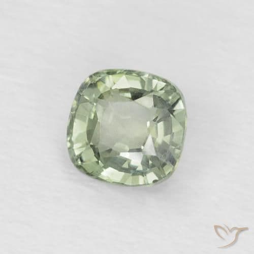 0.48ct Natural Light Green Sapphire, Cushion Cut, 4.2x4.2 mm