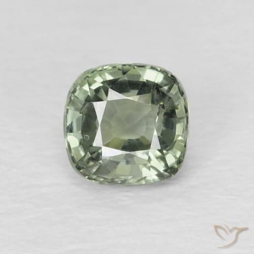 0.64ct Medium Light-Green Sapphire, Cushion Cut, 4.5x4.4 mm
