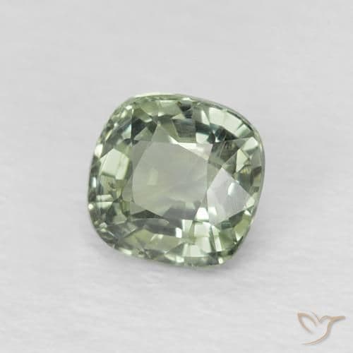 0.64ct Medium Light-Green Sapphire, Cushion Cut, 4.5x4.4 mm