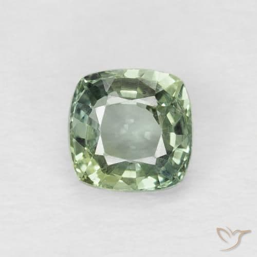 0.65ct Light Moss Green Sapphire, Cushion Cut, 4.6x4.6 mm
